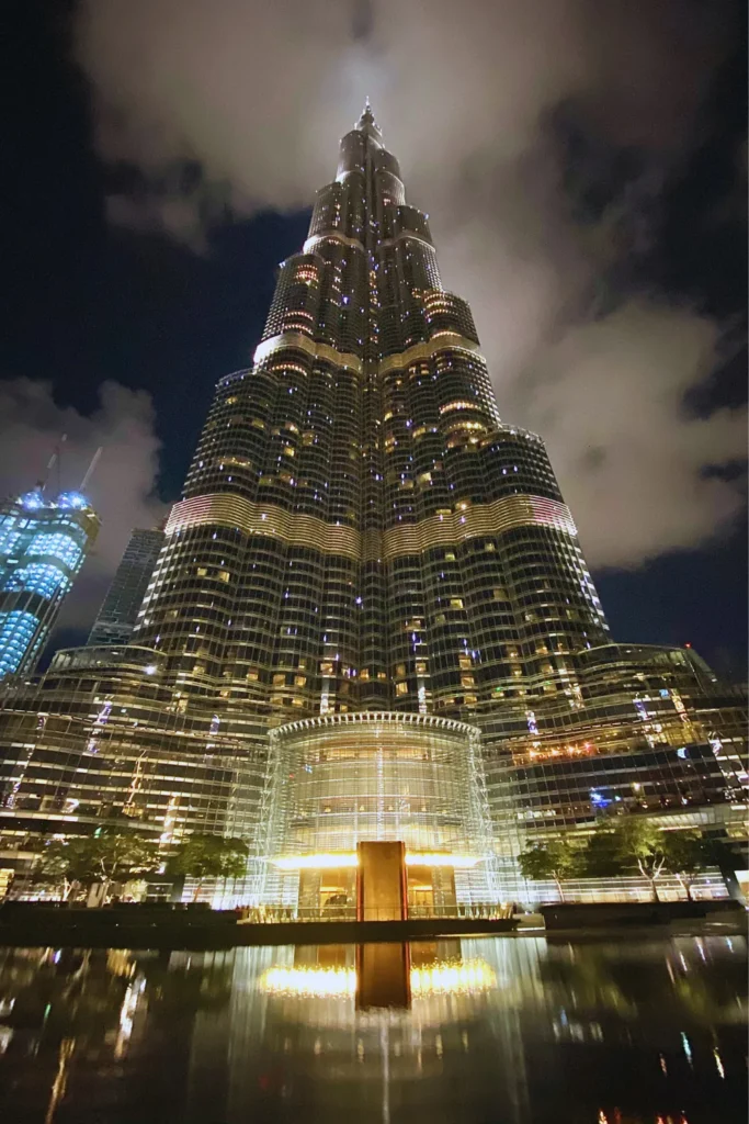 Burj Khalifa skyscraper in Dubai with city skyline view